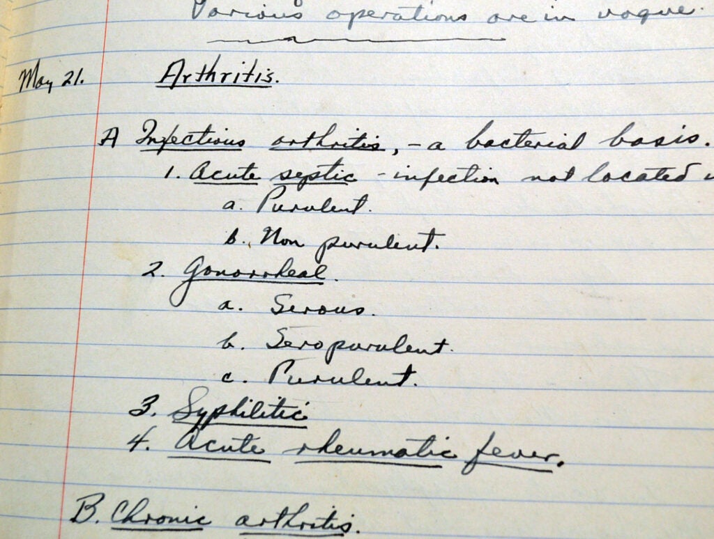 old student notebooks, orthopedics